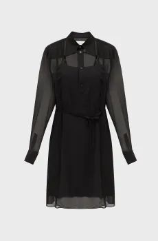 Женское черное платье GEORGETTE MINI SHIRT Черный XS Calvin Klein K20K207145