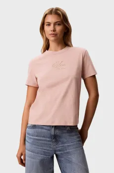 Женская пудровая футболка CLASSIC FOIL MONOLOGO Розовый S Calvin Klein Jeans LV047D873G
