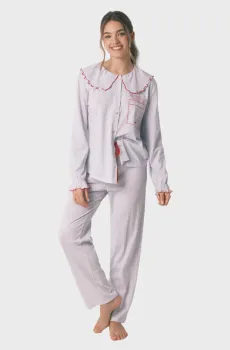 Женская голубая пижама в полоску (рубашка, брюки) Голубой S womensecret 3133480