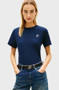 Женская темно-синяя футболка SCRIPT REG Синий S Tommy Hilfiger WW0WW48699