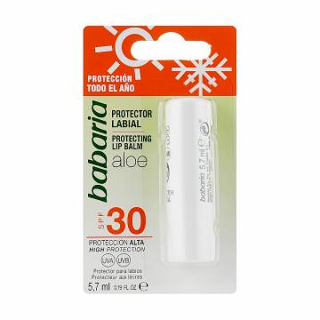 Защитный бальзам для губ Babaria Aloe Lip Balm, SPF 30, алоэ вера, 5.7 мл Защитный бальзам для губ Babaria Aloe Lip Balm, SPF 30, алоэ вера, 5.7 мл