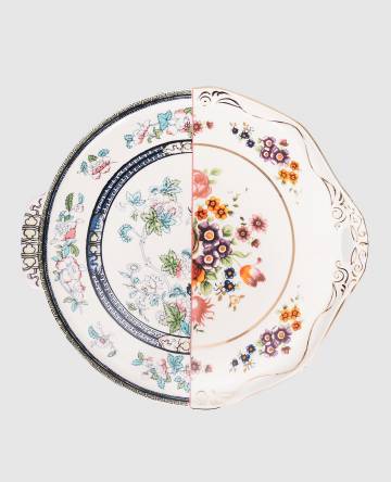 Белое фарфоровое блюдо Dorotea с принтом