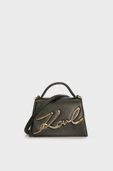 Женская черная кожаная сумка k signature 2.0 sm crossbody Черный ONESIZE Karl Lagerfeld 240W3004