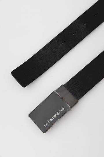 Кожаный ремень Emporio Armani мужской цвет чёрный Кожаный ремень Emporio Armani мужской цвет чёрный