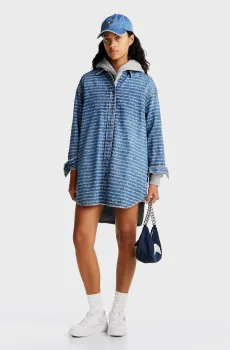 Женское синее джинсовое платье с узором RELAXED SHIRT DRESS Синий S Tommy Jeans DW0DW19790