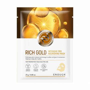 Тканевая маска для лица Enough Rich Gold Intensive Pro Nourishing Mask Pack на основе ионов золота, 25 г Тканевая маска для лица Enough Rich Gold Intensive Pro Nourishing Mask Pack на основе ионов золота, 25 г