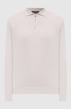 Серое поло из шерсти, шелка и кашемира