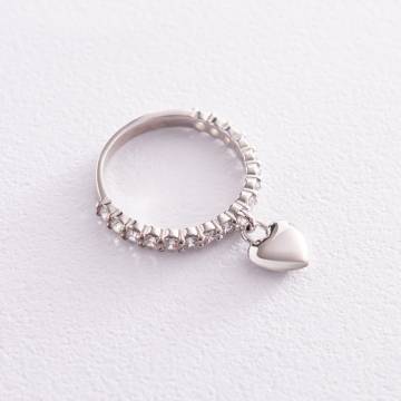 Серебряное кольцо "Сердечко" с фианитами 069810 Серебряное кольцо "Сердечко" с фианитами 069810