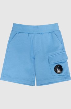 Детские голубые шорты с патчем логотипа