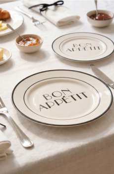 Керамічні тарілки з написом Bon appétit 2 pack - різнобарвний