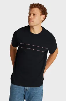 Мужская темно-синяя футболка GLOBAL STRIPE BLOCKING Синий L Tommy Hilfiger MW0MW38981