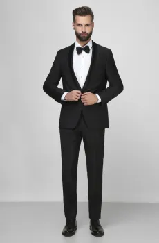Мужской черный шерстяной костюм (пиджак, брюки) Черный 46 Karl Lagerfeld 500096.155225К;990
