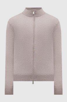 Коричневый меланжевый кардиган из шерсти мериноса