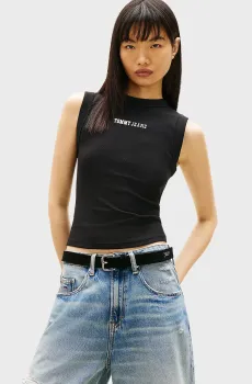 Женская черная майка SLIM ESS LOGO Черный XS Tommy Jeans DW0DW22577