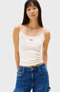 Женский белый топ SCRIPT STRAPPY Белый S Tommy Jeans DW0DW20241