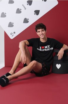 Тапочки з вишитим написом I Love My Girlfriend - чорний