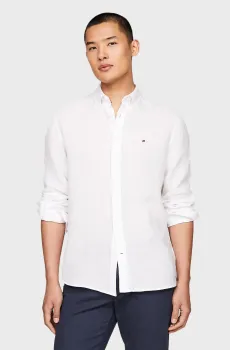 Мужская белая льняная рубашка PIGMENT DYED LI SOLID RF Белый S Tommy Hilfiger MW0MW34602