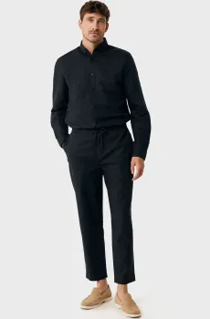 Мужские черные льняные брюки ETHAN Basic linen pants Черный XL Mexx MF007000651M