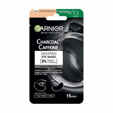 Тканевые патчи для кожи вокруг глаз GARNIER Skin Naturals Charcoal Caffeine с кофеином, 5 г Тканевые патчи для кожи вокруг глаз GARNIER Skin Naturals Charcoal Caffeine с кофеином, 5 г