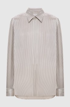 Бежевая блуза из шелка в полоску