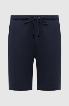 Синие шорты с брендовым принтом