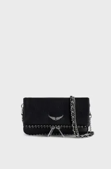 Женский черный кожаный клатч Rock Mini Черный ONESIZE ZADIG&VOLTAIRE LWBA03977_BLACKFW26