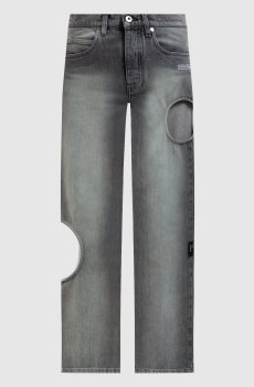 Серые джинсы с фигурными вырезами