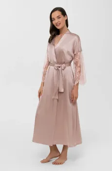 Женский пудровый шелковый пеньюар Розовый 36 MARC&ANDRE S25-00SS201-L