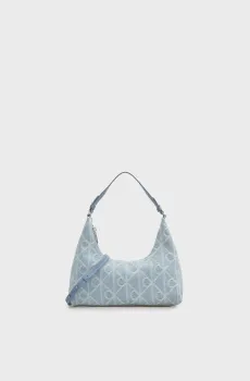 Женская голубая джинсовая сумка с узором EMBLEM Голубой ONESIZE Calvin Klein LV04F3431G