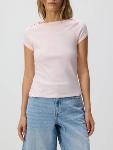 Reserved - Бавовняна футболка - пастельний рожевий - XQ260-03X