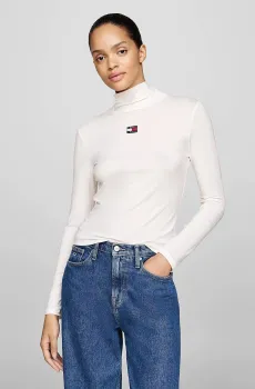 Женский белый гольф TJW SLIM BADGE MOCKNECK Белый S Tommy Jeans DW0DW18806