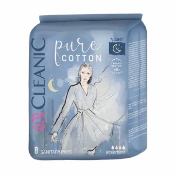 Гигиенические прокладки ночные Cleanic Pure Cotton, 8 шт Гигиенические прокладки ночные Cleanic Pure Cotton, 8 шт