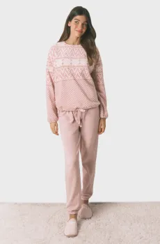 Женская розовая пижама (лонгслив, брюки) Розовый L womensecret 4752550