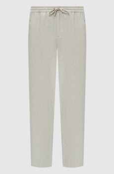 Зеленые брюки из льна