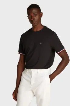 Мужская черная футболка GLOBAL STRIPE CUFF Черный S Tommy Hilfiger MW0MW38630