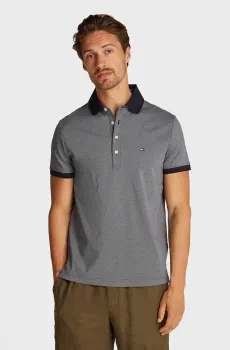Мужское серое поло с узором TWO TONE INTERLOCK REG POLO Серый L Tommy Hilfiger MW0MW37529