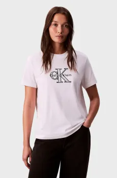 Женская белая футболка SS CLASSIC MONOLOGO METALLIC CNE Белый XS Calvin Klein Jeans LV047E819G