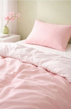 Комплект двосторонньої постільної білизни - пастельний рожевий