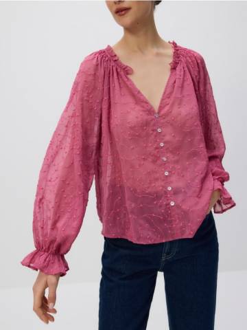 Reserved - Топ з оборками - пастельний рожевий - 381FH-03X