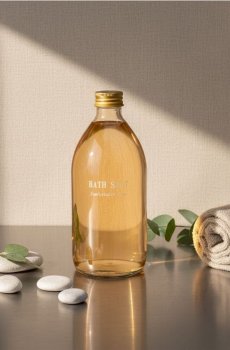 Скляна пляшка для солі для ванни - нюдовий