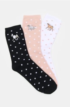 Набір із 3 пар довгих шкарпеток з вишивкою - різнобарвний