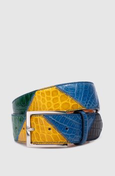 Ремень из кожи крокодила с логотипом