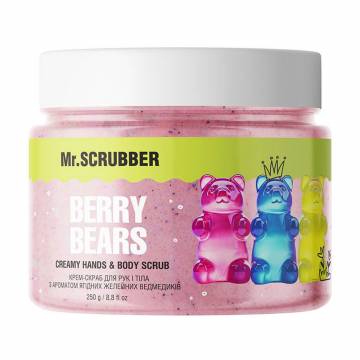 Крем-скраб для рук и тела Mr.Scrubber Creamy Hands & Body Scrub Berry Bears с ароматом ягодных желейных мишек, 250 г Крем-скраб для рук и тела Mr.Scrubber Creamy Hands & Body Scrub Berry Bears с ароматом ягодных желейных мишек, 250 г