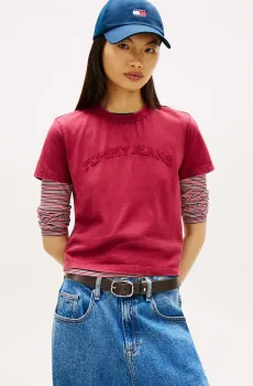 Женская красная футболка REG GMD VARSITY Красный XS Tommy Jeans DW0DW22458
