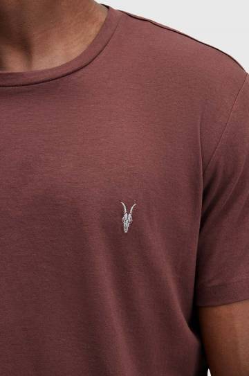 Хлопковая футболка AllSaints TONIC мужская цвет бордовый однотонная M028JB Хлопковая футболка AllSaints TONIC мужская цвет бордовый однотонная M028JB
