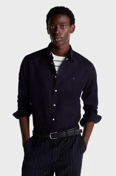 Мужская темно-синяя рубашка FLEX BRUSHED SOLID RF Синий S Tommy Hilfiger MW0MW36824
