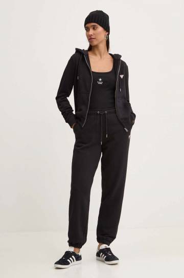 Кофта Guess Jeans женская цвет чёрный с капюшоном однотонная W4YQ03 KC811 Кофта Guess Jeans женская цвет чёрный с капюшоном однотонная W4YQ03 KC811