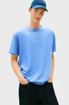 Мужская голубая футболка LINEAR Голубой L Tommy Jeans DM0DM21110