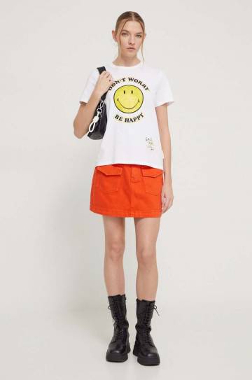 Джинсовая юбка Desigual цвет оранжевый mini карандаш Джинсовая юбка Desigual цвет оранжевый mini карандаш