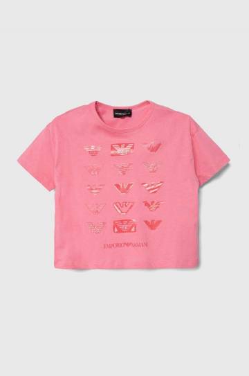 Детская хлопковая футболка Emporio Armani 2 шт цвет розовый Детская хлопковая футболка Emporio Armani 2 шт цвет розовый